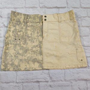 Old Navy women upcycled custom OOAK cargo mini skirt beige tie dye retro sz 12